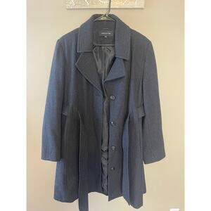 Jones New York Women's Black Midi Wool Blend Peacoat